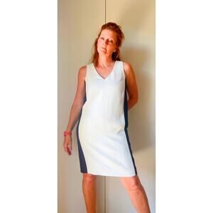 Women's Vince Shift Dress Size Medium White Black Modern Minimalist Work